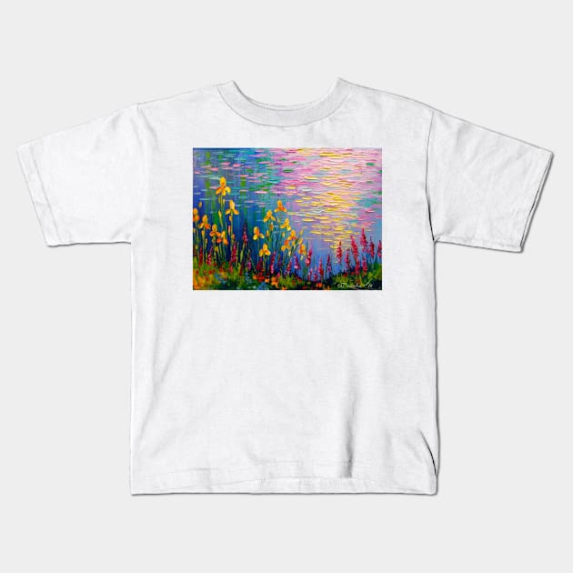 Flowers by the pond Kids T-Shirt by OLHADARCHUKART